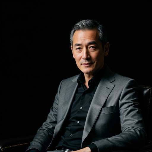 四十八岁左右男性销售总监头像，穿深色衬衫，背景简洁，商务正式风格